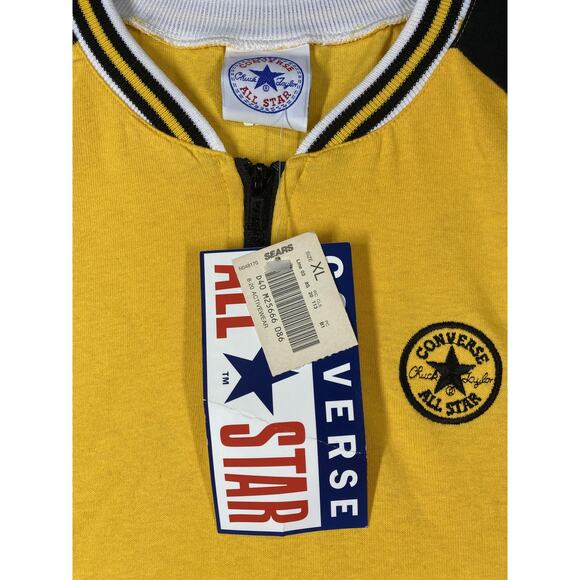 Vintage Converse Shirt Mens Extra Large Yellow Quarter Zip Made USA 80s 90s - Picture 6 of 10